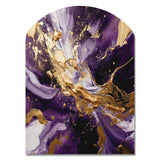 Purple and Gold Liquid Magic III - Asymmetric Metal Wall Art