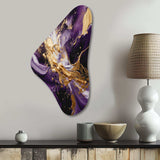 Purple and Gold Liquid Magic III - Asymmetric Metal Wall Art