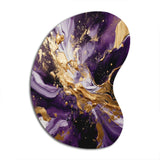 Purple and Gold Liquid Magic III - Asymmetric Metal Wall Art