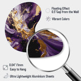 Purple and Gold Liquid Magic III - Asymmetric Metal Wall Art