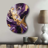 Purple and Gold Liquid Magic III - Asymmetric Metal Wall Art