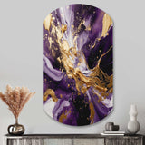 Purple and Gold Liquid Magic III - Asymmetric Metal Wall Art