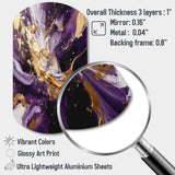 Purple and Gold Liquid Magic III - Asymmetric Metal Wall Art