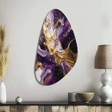 Purple and Gold Liquid Magic III - Asymmetric Metal Wall Art