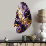 Purple and Gold Liquid Magic III - Asymmetric Metal Wall Art