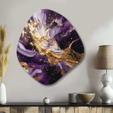 Purple and Gold Liquid Magic III - Asymmetric Metal Wall Art