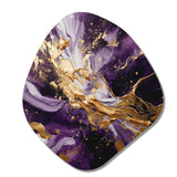 Purple and Gold Liquid Magic III - Asymmetric Metal Wall Art