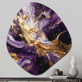 Purple and Gold Liquid Magic III - Asymmetric Metal Wall Art