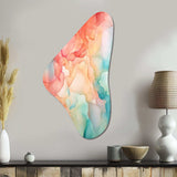 Orange and Teal Enchanted Spills - Asymmetric Metal Wall Art