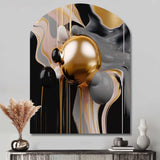 Gold and Black Mystic M?ange II - Asymmetric Metal Wall Art