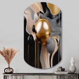 Gold and Black Mystic M?ange II - Asymmetric Metal Wall Art