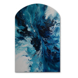 Teal and Black Aqueous Whimsy I - Asymmetric Metal Wall Art