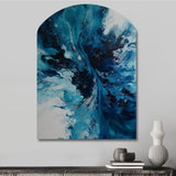 Teal and Black Aqueous Whimsy I - Asymmetric Metal Wall Art