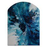 Teal and Black Aqueous Whimsy I - Asymmetric Metal Wall Art