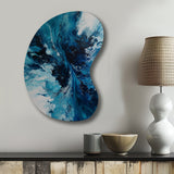 Teal and Black Aqueous Whimsy I - Asymmetric Metal Wall Art