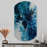 Teal and Black Aqueous Whimsy I - Asymmetric Metal Wall Art