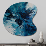 Teal and Black Aqueous Whimsy I - Asymmetric Metal Wall Art