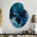 Teal and Black Aqueous Whimsy I - Asymmetric Metal Wall Art