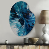 Teal and Black Aqueous Whimsy I - Asymmetric Metal Wall Art