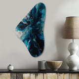 Teal and Black Aqueous Whimsy II - Asymmetric Metal Wall Art