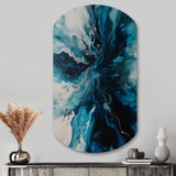 Teal and Black Aqueous Whimsy II - Asymmetric Metal Wall Art