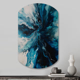 Teal and Black Aqueous Whimsy II - Asymmetric Metal Wall Art