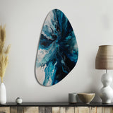 Teal and Black Aqueous Whimsy II - Asymmetric Metal Wall Art