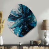 Teal and Black Aqueous Whimsy II - Asymmetric Metal Wall Art