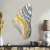 Grey Yellow Marble Symphony - Asymmetric Metal Wall Art