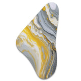 Grey Yellow Marble Symphony - Asymmetric Metal Wall Art