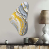 Grey Yellow Marble Symphony - Asymmetric Metal Wall Art