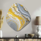 Grey Yellow Marble Symphony - Asymmetric Metal Wall Art