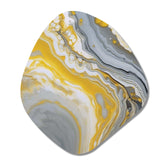 Grey Yellow Marble Symphony - Asymmetric Metal Wall Art