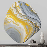 Grey Yellow Marble Symphony - Asymmetric Metal Wall Art