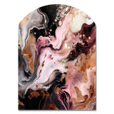 Pink Black Chromatic Agate I - Asymmetric Metal Wall Art