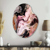 Pink Black Chromatic Agate I - Asymmetric Metal Wall Art