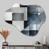 Grey Amd Blue Abstract Zen - Asymmetric Metal Wall Art