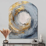 Gold and Blue Vibrant Spirals IV - Asymmetric Metal Wall Art