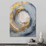 Gold and Blue Vibrant Spirals IV - Asymmetric Metal Wall Art