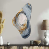 Gold and Blue Vibrant Spirals IV - Asymmetric Metal Wall Art