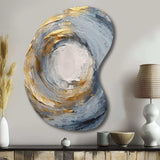 Gold and Blue Vibrant Spirals IV - Asymmetric Metal Wall Art