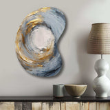 Gold and Blue Vibrant Spirals IV - Asymmetric Metal Wall Art