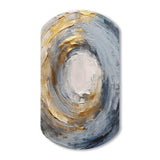 Gold and Blue Vibrant Spirals IV - Asymmetric Metal Wall Art