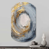 Gold and Blue Vibrant Spirals IV - Asymmetric Metal Wall Art