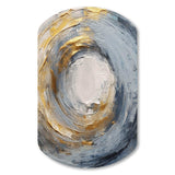 Gold and Blue Vibrant Spirals IV - Asymmetric Metal Wall Art