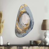 Gold and Blue Vibrant Spirals IV - Asymmetric Metal Wall Art