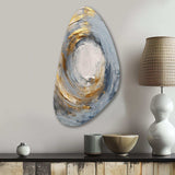 Gold and Blue Vibrant Spirals IV - Asymmetric Metal Wall Art