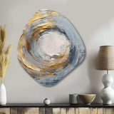 Gold and Blue Vibrant Spirals IV - Asymmetric Metal Wall Art