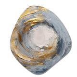 Gold and Blue Vibrant Spirals IV - Asymmetric Metal Wall Art