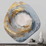 Gold and Blue Vibrant Spirals IV - Asymmetric Metal Wall Art